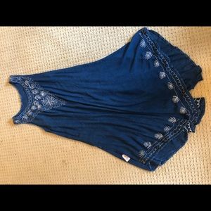 Blue dress with white pattern